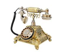 Teléfono retro vintage dial dial con cuerda nostálgica fijo | Teléfono de marcación rotativa Decoración Antigua Accesorios para Cafetería Bar Hogar Oficina Salón Gastronomía Bronce