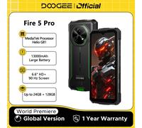 Teléfono Robusto DOOGEE Fire 5 Pro MTK Helio G81 Batería de Gran Capacidad de 13000mAh 24GB+128GB Pantalla HD+ de 6.6" NFC Android 15 Smartphone 4GB 128GB Orange
