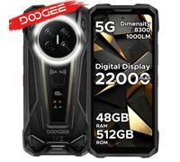 Teléfono robusto DOOGEE V Max 2 5G con Dimensity 8300, batería de 22000 mAh, 48 GB de RAM (16+32), 512 GB de ROM, con dos luces de camping, pantalla trasera multifunción de 1.05 pulgadas, cámara 16GB