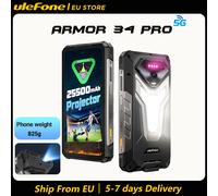 Teléfono robusto Ulefone Armor 34 Pro 5G con IA, 25500 mAh, proyector integrado, hasta 32 GB + 512 GB de ROM, 120 Hz, pantalla de 6,95 pulgadas, NFC. Armor 34 Pro 5G