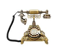 Teléfono vintage con esfera giratoria, teléfono retro con cable de resina bronce y zinc, decoración antigua para oficina, hogar, hotel, cafetería, función recomposición, tono clásico, 17 x 17 x 25 cm