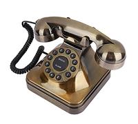 Teléfono, Yctze Teléfono de Bronce Antiguo Teléfono Fijo Vintage Llamador de Escritorio Oficina en Casa, Admite Almacenamiento de Números, Decoración Clásica para la Casa