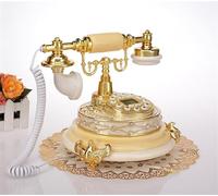Teléfonos de Estilo Europeo, teléfono Fijo Vintage, con Cable y botón pulsador, con función de remarcación Manos Libres, para casa, Oficina, Hotel, Escuela (Blanco)