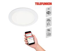 Telefunken Lámpara empotrable LED Virgo, RGBW, blanca, Ø 17 cm