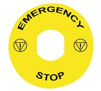 Schneider Electric Etiqueta Telemecanique Sensors ZBY8330 Ø90 mm Parada de emergencia ISO13850