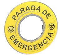 Telemecanique Sensors ZBY9420 Etiqueta Marcada Ø60mm Parada de Emergencia, Parada de Emergencia/Logo ISO13850