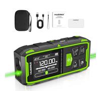 Telémetro Láser Bilateral Verde, Huepar 120m Dispositivo De Medición con Láser, LCD Retroiluminado, Medición De Distancia, Superficie Y Volumen Y Modo Pitagórico