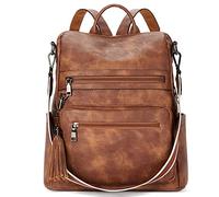 Telena Mochila para mujer de piel vegana, pequeña mochila, elegante diseño para mujer, mini mochila de día, 3001k-marrón, 33 x 15.5 x 34 cm, Casual