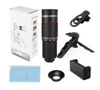 Teleobjetivo 22X para teléfonos inteligentes HD Zoom lente de cámara con trípode para iPhone para teléfonos móviles Android Negro
