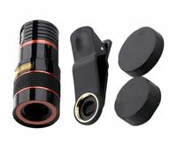 Teleobjetivo 8X para Smartphone con Clip, Negro, Plástico y Vidrio | Lente Monocular de Enfoque Ajustable, Diámetro Ocular 16mm y Objetivo 18mm, Ámbito 250/1000
