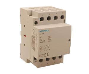 Telerruptor Contactor Modular Trifásico 4P 4NO, 63A 380V AC, 3 módulos DIN, Certificado IEC61095 IEC60947-4-1, IP20, Serie HC-463 Profesional