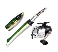 Telescopic Fishing Rod - Fish-Shaped Portable Pole with Spin Reel | Retractable Carbon Fiber with Ergonomic Grip & Miniature Frame for Trout, Perch, Bluegill and Panfish