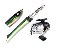 Telescopic Fishing Rod, Spin Reel Combo, Suitable Present, Fish-Shaped Portable Design, Foldable Pen-Style Rod, Comfortable Non-Slip Handle for Ice Fishing, Fly, Travel