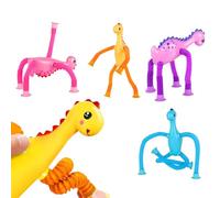 Telescopic Suction Cup Toy - Bendable Tubes Suction Toys 4 Pieces, Kids Basket Stockin Bendable Features Enable Easy Creg Stuffer with Lights for Birthday Prize Festival Travel Game Entertainment