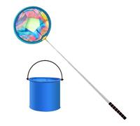 Telescoping Toddler Catching Net with Folding Bucket, Frog Catching Tool for Boys Girls, Portable Beach Pool Picnic Backyard Camping Party Crab Bird Net for Outdoor Fun and Exploration