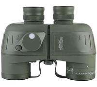 Telescopio 10X50 Binoculares HD Telescopio de observación de Aves Marinas con brújula Telémetro Nitrógeno Flotante Impermeable (Verde)