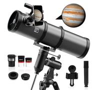 Telescopio 150EQ para adultos de astronomía de alta potencia - Aurosports Telescopio reflector profesional de apertura de 150 mm para principiantes con soporte de ecualización y adaptador de teléfono