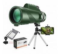 Telescopio 80x100 monoculares de alta potencia de alta definición para adultos de alta potencia con adaptador de smartphone, telescopio de caza, vida silvestre, observación de aves, viajes, camping