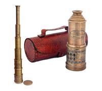 Telescopio antiguo 1915 London Brass Maritime 15x Vintage Pirate Spyglass Telescopio - Telescopio pirata funcional de latón y visión clara de 18 pulgadas con funda de cuero - Maravilloso regalo