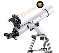 Telescopio, apertura de 100 mm, 900 mm FL con sistema de búsqueda de estrellas para iOS/Android, metal AZ con ajuste de alta precisión, telescopio para adultos de alta potencia, ideal para entusiastas
