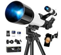 Telescopio, apertura de 70 mm, 400 mm, telescopio refractario astronómico para niños principiantes, telescopio de viaje con bolsa de transporte, adaptador de teléfono y control remoto inalámbrico.