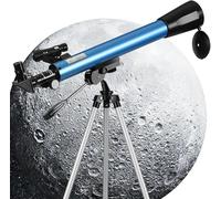 Telescopio Astronómico 50/600 mm, Telescopio Refractor para Niños y Principiantes con Visor de Punto Rojo, Trípode, Adaptador de Teléfono, 2 Oculares H12.5mm y H20mm