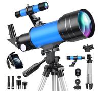 Telescopio Astronómico 70 MM Apertura Telescopio para Niños Adultos Principiantes, Alta Transmisión Telescopios Refractor Portátil, con Trípode, Adaptador de Teléfono, Remoto, Filtro Lunar
