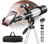 Telescopio astronómico, Apertura de 70 mm, 400 mm, Montaje AZ, telescopio refractario para Principiantes con Adaptador de teléfono trípode de Montaje AZ y Bolsa de Transporte