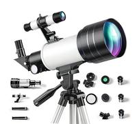 Telescopio astronómico de 70 mm de apertura, telescopio portátil refractor astronómico para niños y adultos con aumento de 15 - 150x, trípode de telescopio, observación de estrellas y adaptador para