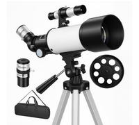 Telescopio astronómico Outsunny 70 mm - 40x/16x, trípode regulable, 80 x 80 x 135 cm, blanco