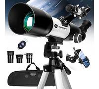 Telescopio astronómico para niños y adultos, apertura de 70 mm, 400 mm, potente telescopio astronómico AZ para principiantes para observar las estrellas, telescopio de viaje con adaptador de