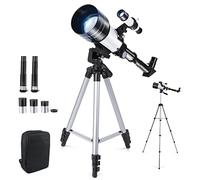 Telescopio Astronómico Portátil, 70/300 mm, Adecuado para Niños y Adultos Principiantes, 3 Oculares, 2 Lentes Barlow, Visor, con Soporte Ajustable y Soporte para Teléfono Móvil