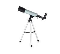 Telescopio astronómico refractor portátil, apertura clara 50mm, distancia focal 360mm, con trípode de aleación de aluminio, color plata
