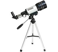Telescopio astronómico, telescopio de Rango de observación de Viaje monocular de refracción 150X con trípode portátil, Palanca Ajustable para Adultos y niños (Plateado)