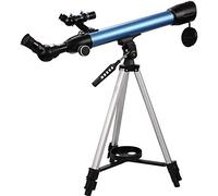 Telescopio astronómico Telescopio refractor de Gran Apertura de 50 mm, telescopio cenital, Adecuado para Principiantes Telescopio de observación de Estrellas (Blue+Smartphone Clip)