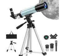 Telescopio Astronómicos para Niños, Telescopio Refractor Portátil 50mm de Apertura 18x-180x, Ajustable 360°, con Trípode, Bolsa para Niños/Adultos Principiantes Observación Terrestre Lunar