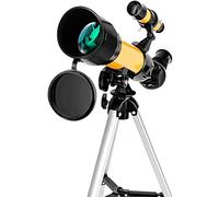 Telescopio Compacto y portátil, telescopio para niños y Principiantes, telescopio Refractor de Apertura de 50 mm, Gran Regalo de astronomía para Que los niños exploren el Espacio Lunar, Amarillo