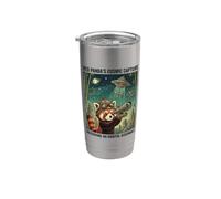 Telescopio cósmico de astrónomo panda rojo divertido amante del espacio Vaso térmico de acero inoxidable de doble pared