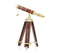Telescopio de 16 pulgadas con trípode de madera de palisandro totalmente funcional | Hermosa pieza de exhibición de mesa vintage | Accesorios de decoración del hogar | Latón macizo pulido | Marítimo