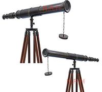 Telescopio de Cuero de un Solo Barril de Madera trípode Soporte decoración del hogar 27 Pulgadas telescopio