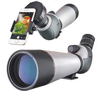 Telescopio de detección HD 20-60x80 con Adaptador para teléfono Inteligente, Zoom de Enfoque Dual Impermeable BAK4 Ocular Completamente Multicapa para Caza, Tiro, observación de Aves