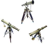 Telescopio de latón Antiguo con trípode de Madera Spyglass telescopio