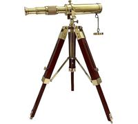 Telescopio de latón brillante con trípode de madera, hecho a mano, nave, maestro, escritorio, vintage, para decoración de regalo