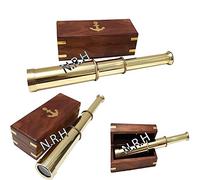 Telescopio de latón Coleccionable 10" marítimo con Caja de Madera marrón