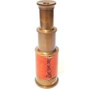 Telescopio de latón de estilo vintage con envoltura de cuero, vidrio espía hecho a mano, decorativo náutico coleccionable