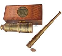Telescopio de latón hecho a mano, 19 pulgadas, funcional, vintage, de latón, náutico, antiguo, con caja de madera, regalo para hijo, regalo para hombres, regalo de cumpleaños