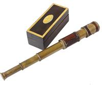Telescopio de latón vintage con mango de cuero y madera que mejora tu decoración náutica con este telescopio de latón antiguo, ideal para aventuras al aire libre; incluye una caja de almacenamiento de