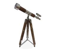Telescopio de madera de doble barril estilo náutico con trípode
