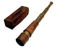 Telescopio de Mano de latón con Caja de Cuero Marinero decoración del hogar Pirata capitán Barco