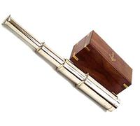 Telescopio de mano de latón con caja de madera, 15 cm, colector náutico